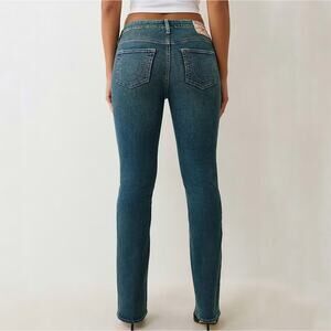 True Religion Women's Billie Mid Rise Straight Leg Jeans Medium Wash Size 30